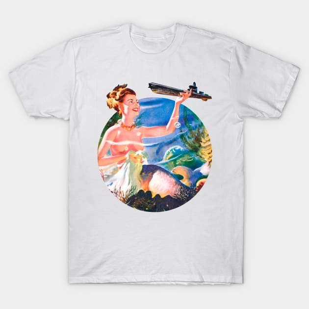 underwater girl retro vintage T-Shirt by REVISTANGO